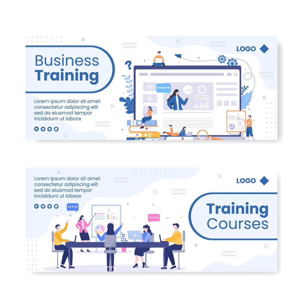 Business Online Training, Seminar or Courses Banner Template Flat Illustration Editable of Square Background for Social media or Greetings Card vector