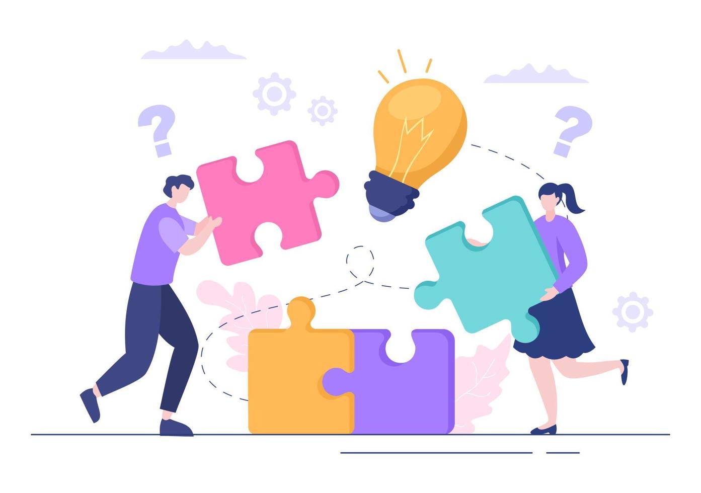 Problem and Solution in Business Solving to Look Ideas with the Concept of Teamwork Can use for Web Banner or Background Flat Illustration vector