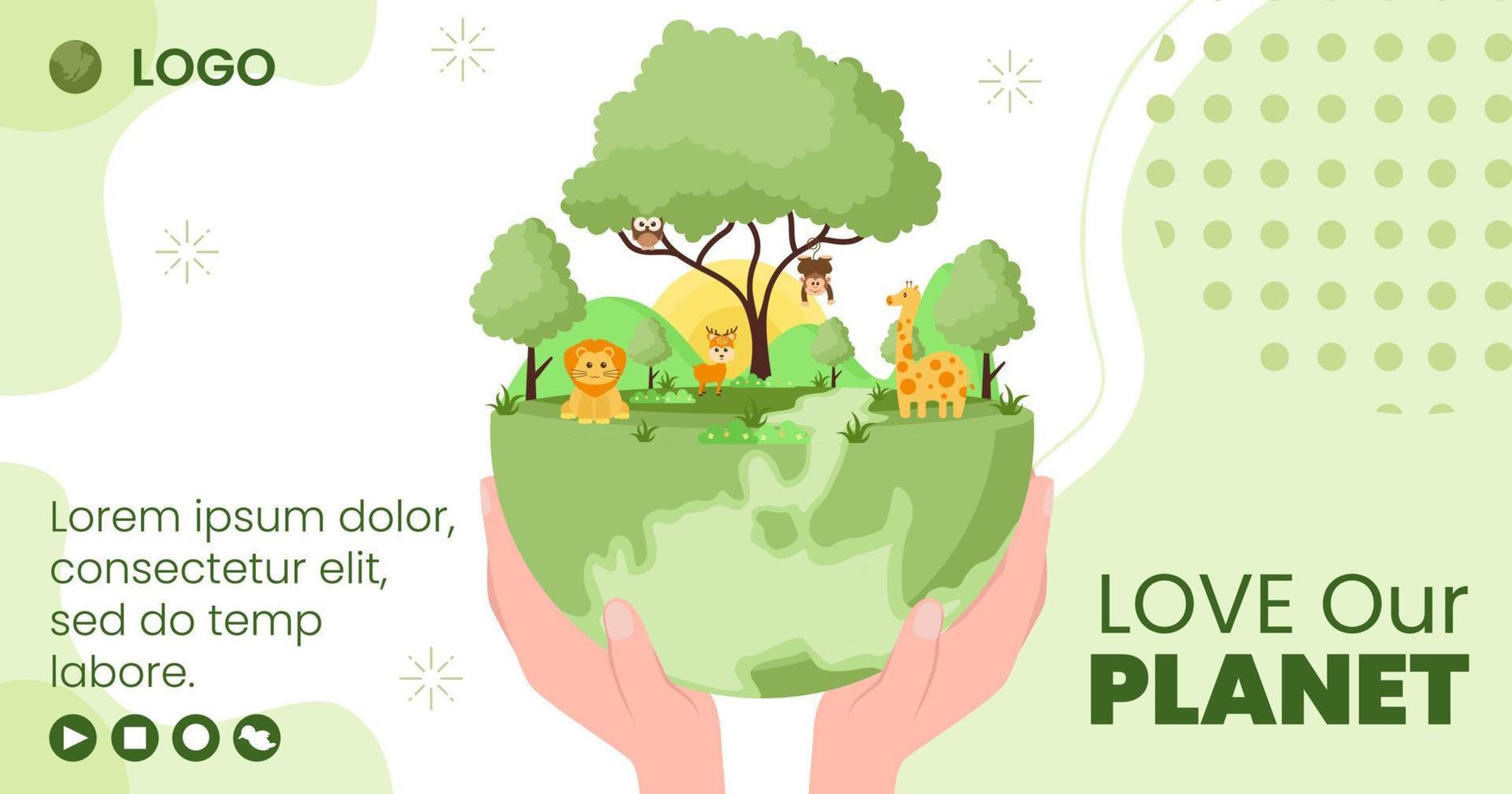 Save Planet Earth Post Template Flat Design Environment With Eco Friendly Editable Illustration Square Background to Social Media or Greeting Card vector