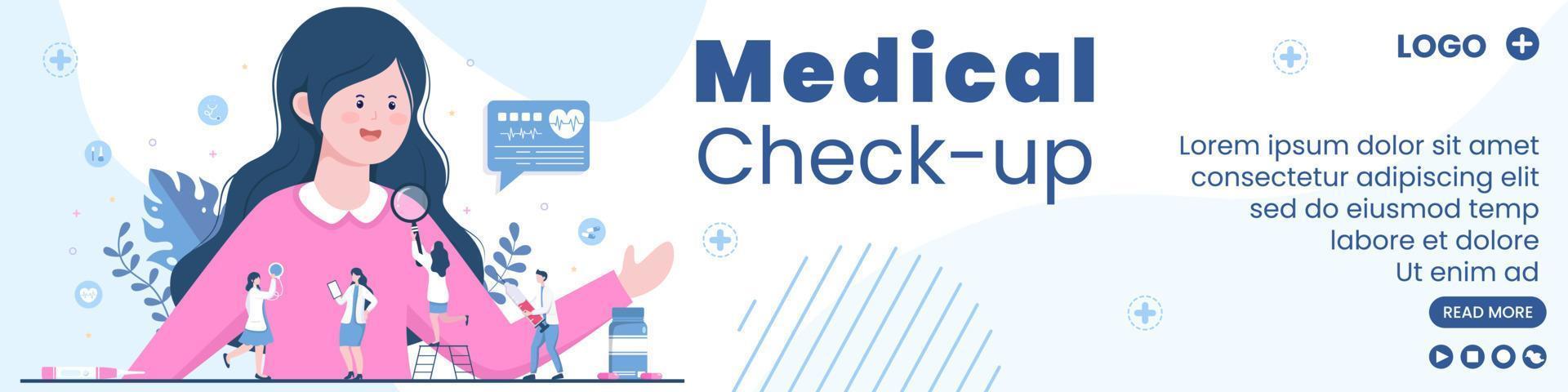 Medical Check up Banner Template Health care Flat Design Illustration Editable of Square Background for Social Media, Greeting Card or Web vector