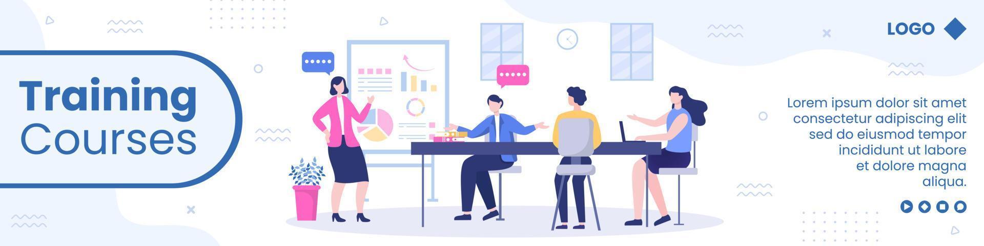 Business Online Training, Seminar or Courses Banner Template Flat Illustration Editable of Square Background for Social media or Greetings Card vector