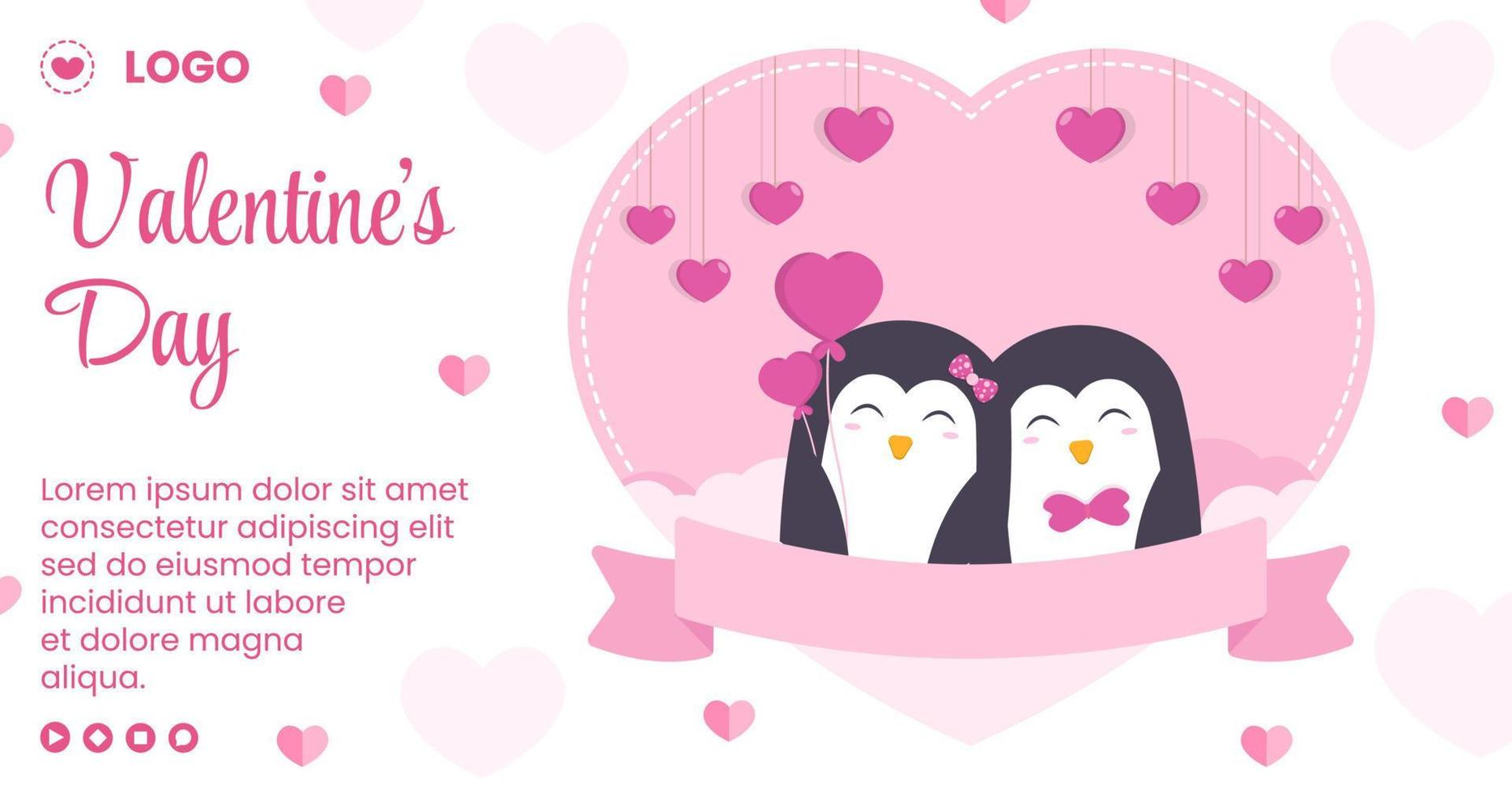 Happy Valentine's Day Post Template Flat Design Illustration Editable of Square Background for Social media, Love Greeting Card or Banner vector