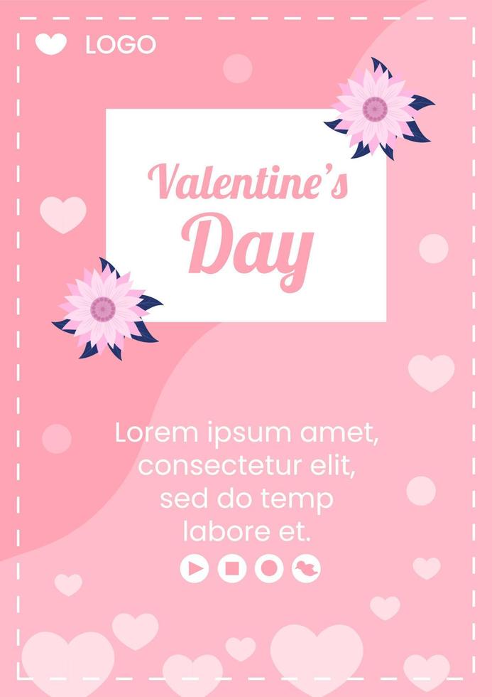 Happy Valentine's Day Flyer Template Flat Design Illustration Editable of Square Background for Social media, Love Greeting Card or Banner vector