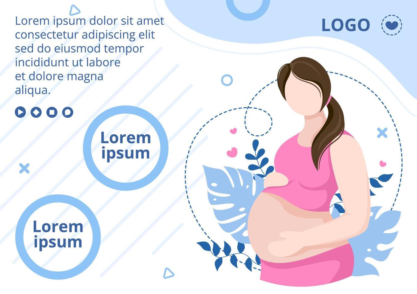 Pregnant Lady or Mother Brochure Health care Template Flat Design Illustration Editable of Square Background for Social media or Greetings Card vector