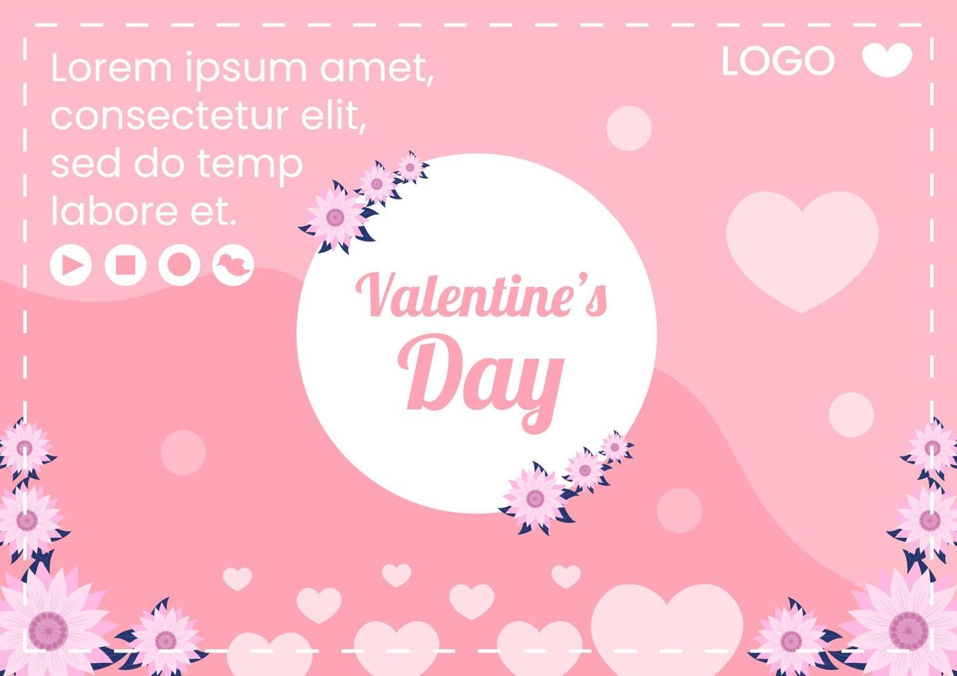 feliz día de san valentín plantilla de folleto diseño plano ilustración editable de fondo cuadrado para redes sociales, tarjeta de felicitación de amor o pancarta vector