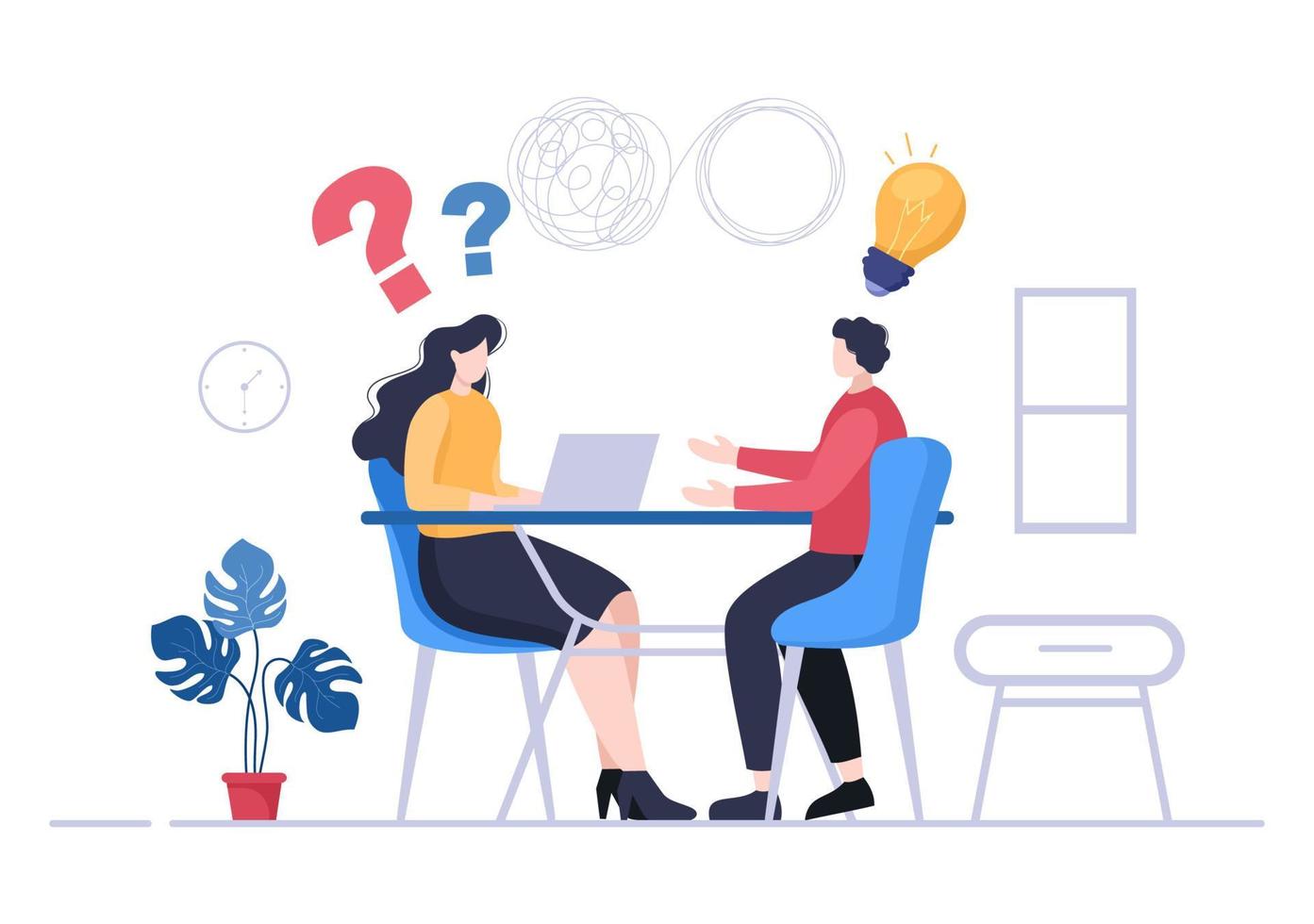 Problem and Solution in Business Solving to Look Ideas with the Concept of Teamwork Can use for Web Banner or Background Flat Illustration vector