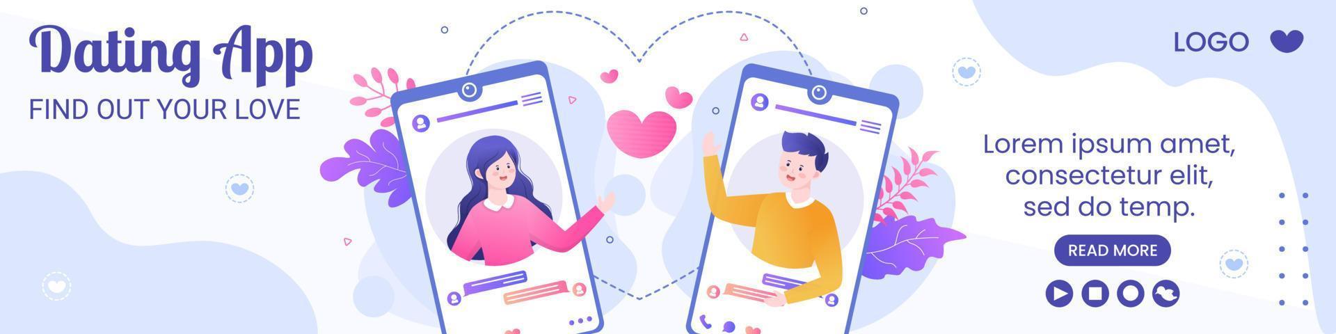 Dating App For a Love Match Banner Template Flat Design Illustration Editable of Square Background Suitable to Social Media or Valentine Greetings Card vector