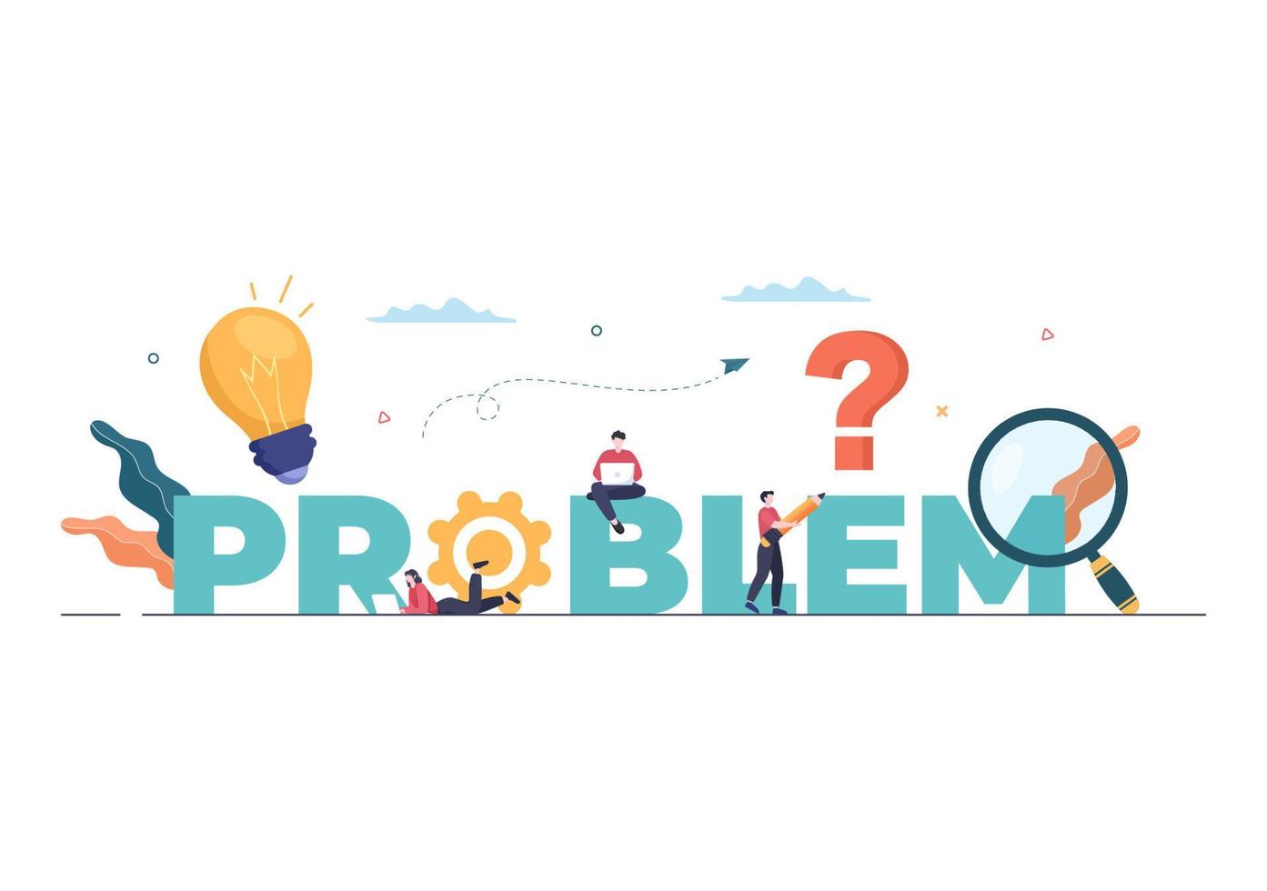 Problem and Solution in Business Solving to Look Ideas with the Concept of Teamwork Can use for Web Banner or Background Flat Illustration vector