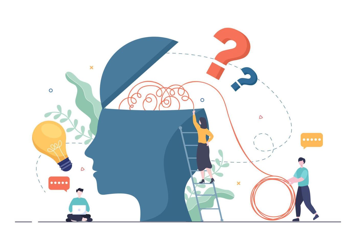 Problem and Solution in Business Solving to Look Ideas with the Concept of Teamwork Can use for Web Banner or Background Flat Illustration vector