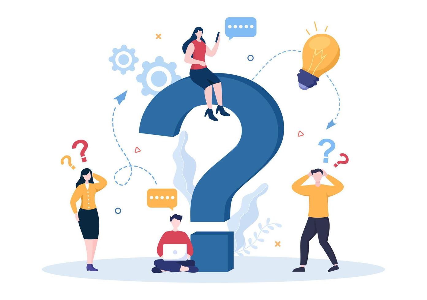 Problem and Solution in Business Solving to Look Ideas with the Concept of Teamwork Can use for Web Banner or Background Flat Illustration vector