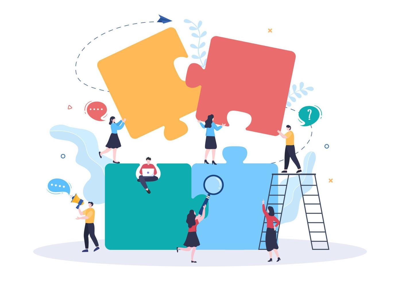 Problem and Solution in Business Solving to Look Ideas with the Concept of Teamwork Can use for Web Banner or Background Flat Illustration vector