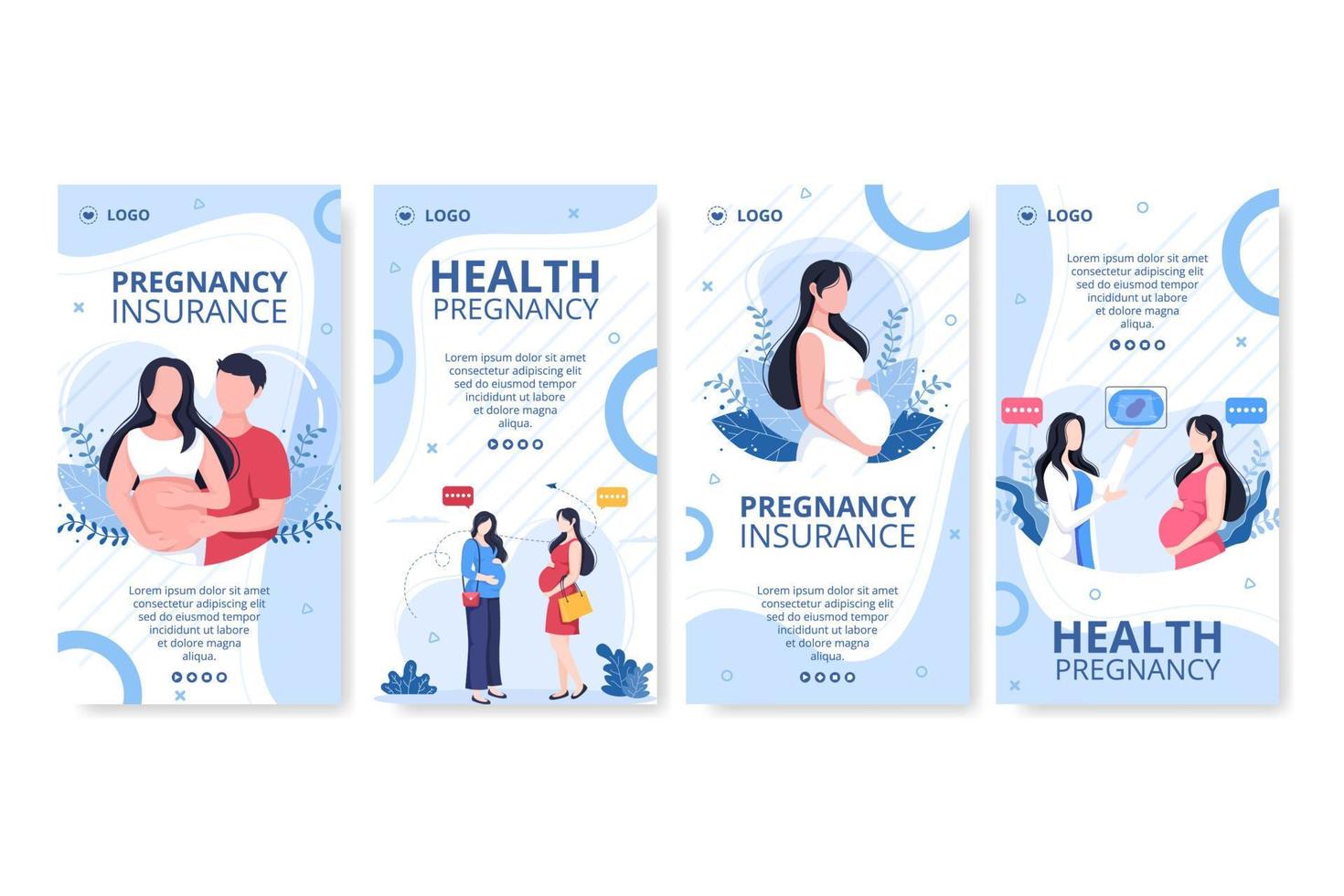 Pregnant Lady or Mother Stories Health care Template Flat Design Illustration Editable of Square Background for Social media or Greetings Card vector