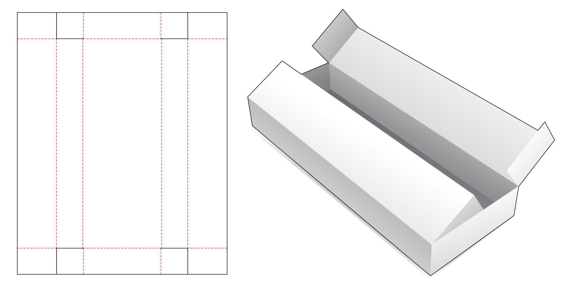 caja larga con plantilla troquelada de apertura media vector