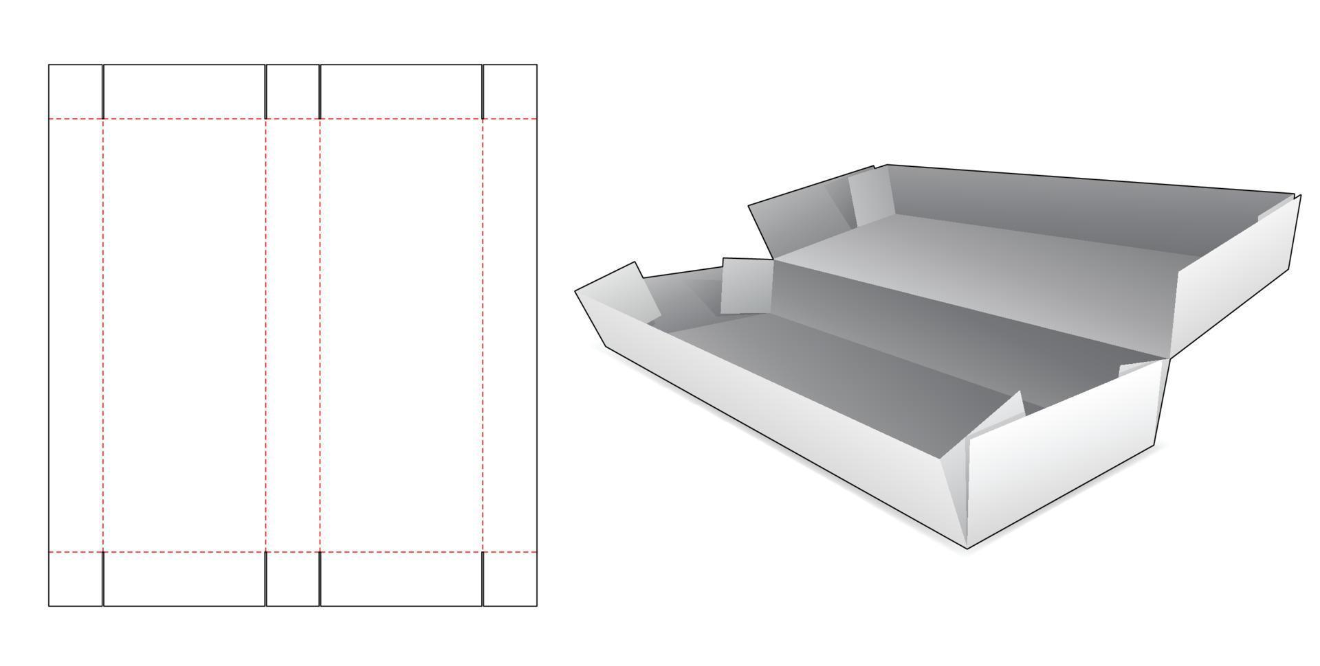 Folded bakery long box die cut template vector