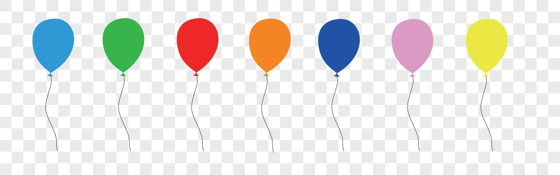 globos de colores en un conjunto de estilo plano. vector