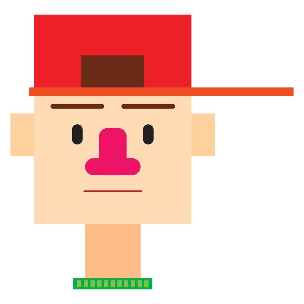 Flat style boy's face with red hat in side position. vector