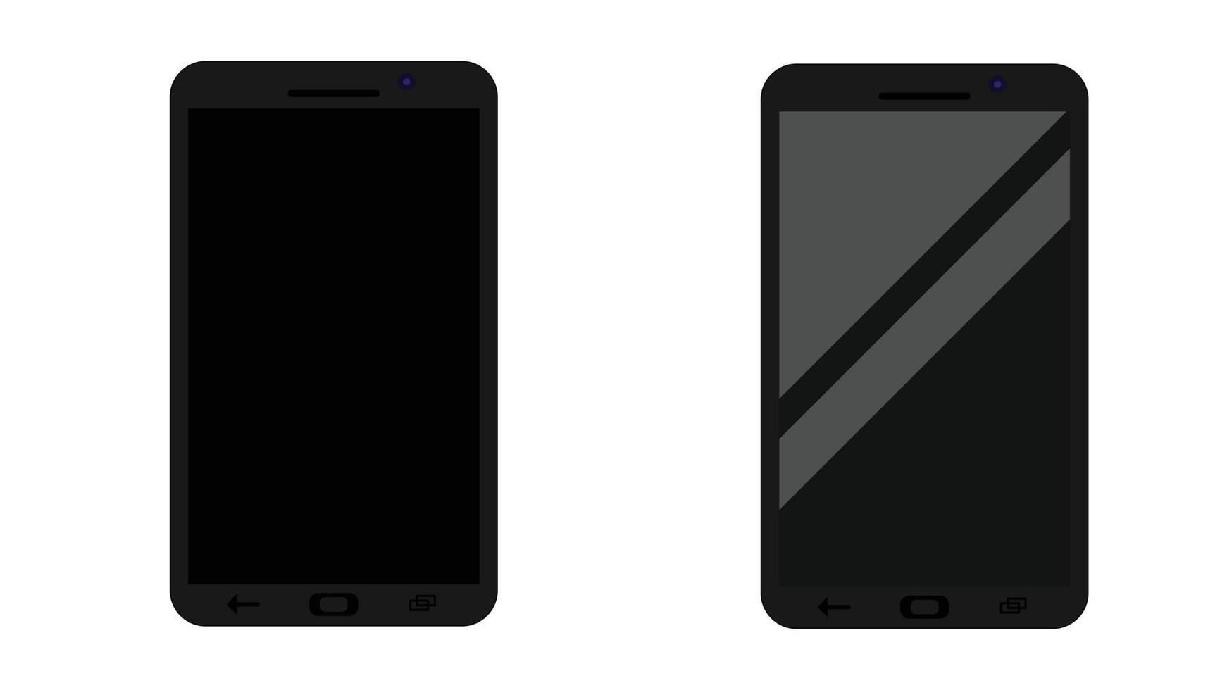 Blank black mobile phone with shine or without shine. vector