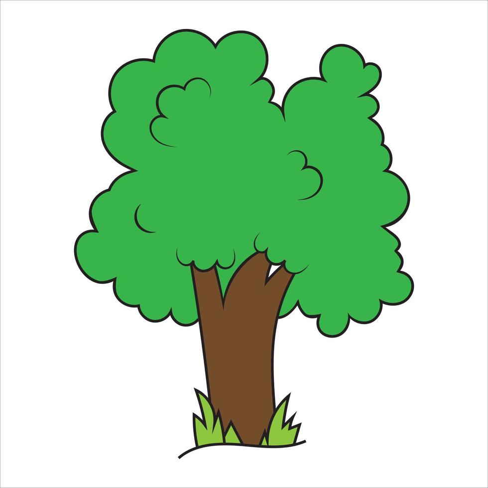 Cartoon style tree isolated on white background. vector