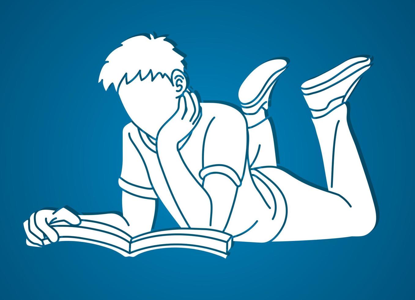 silueta masculina leyendo un libro vector