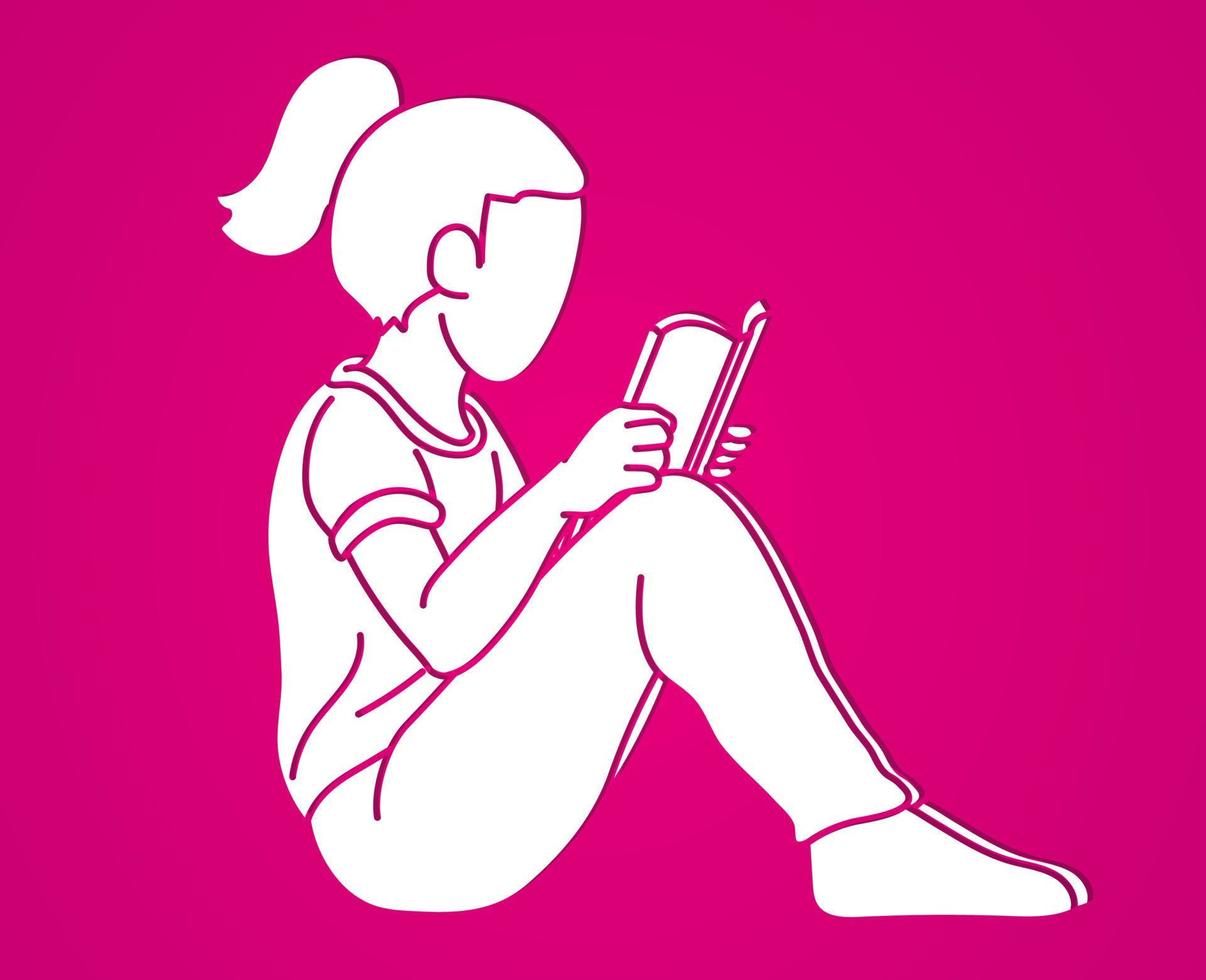 Girl Reading A Book vector