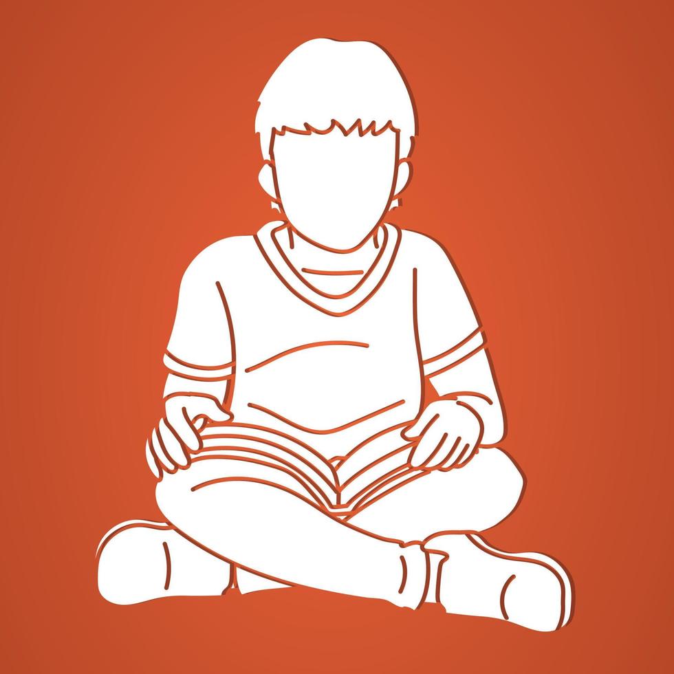 Silhouette Boy Reading A Book vector