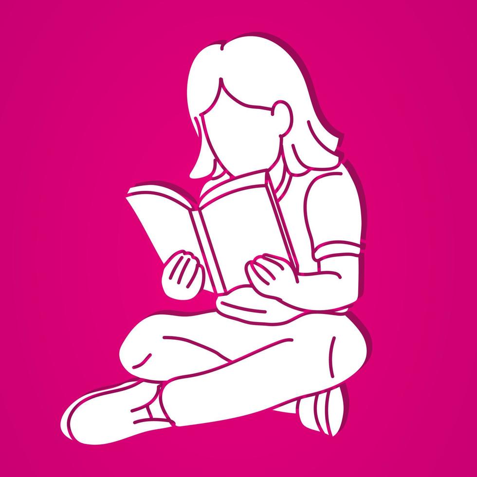 Student Sitting and Reading A Book vector