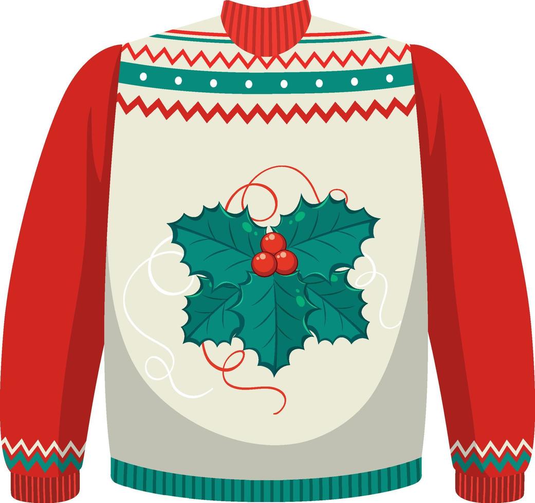 Christmas sweater with christmas berries pattern vector