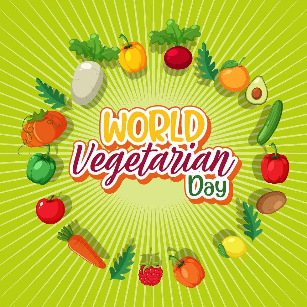 logotipo del día mundial del vegetariano con verduras y frutas vector