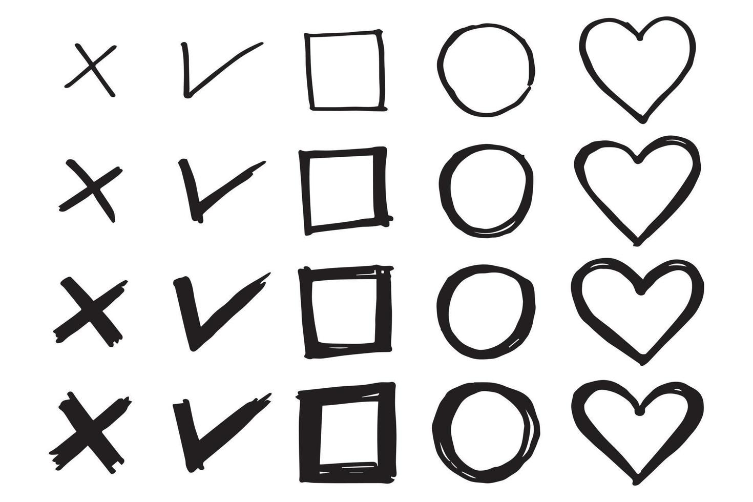 Tick and crosses, circles, frames and love.Vector illustration. vector