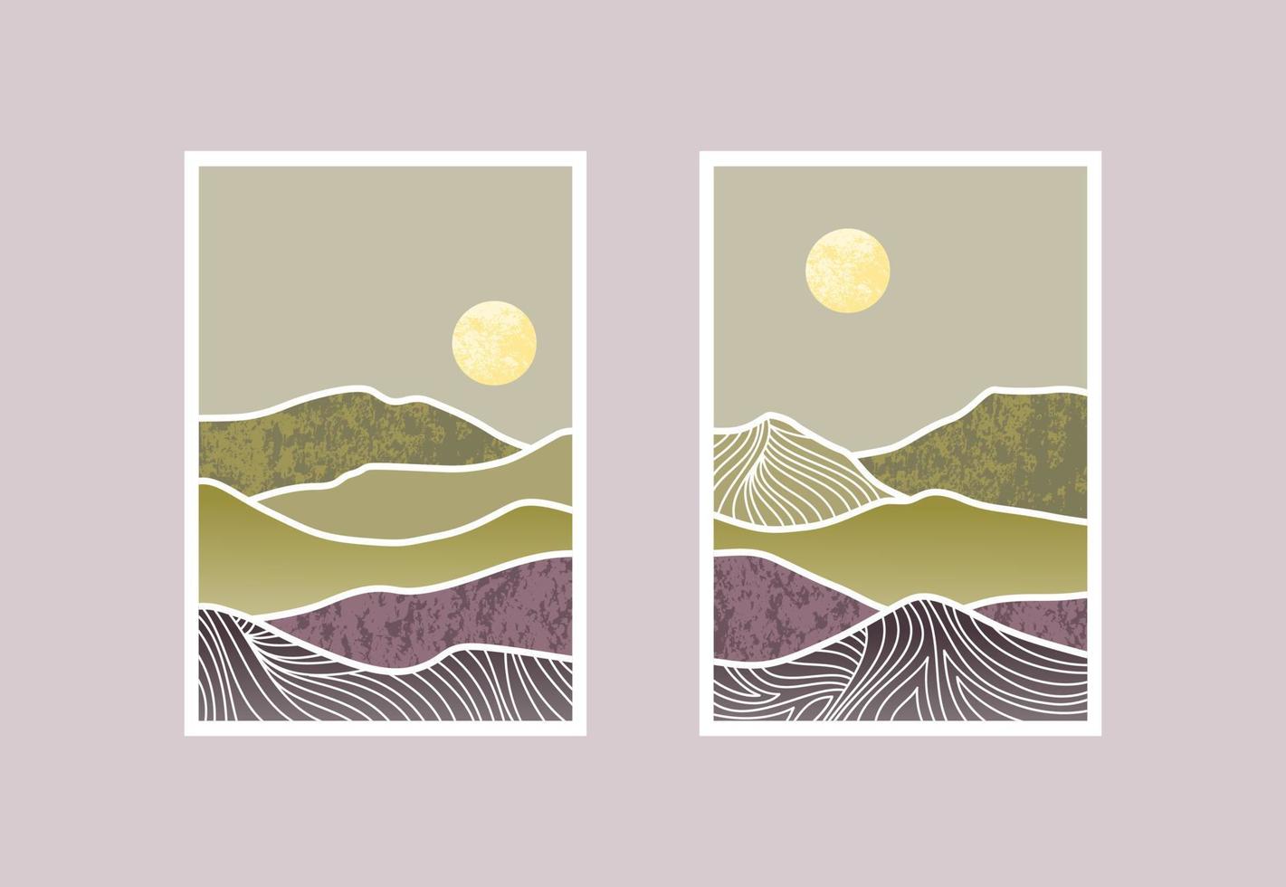 Set of abstract mountain painting. abstract art background. Vector Illustration.