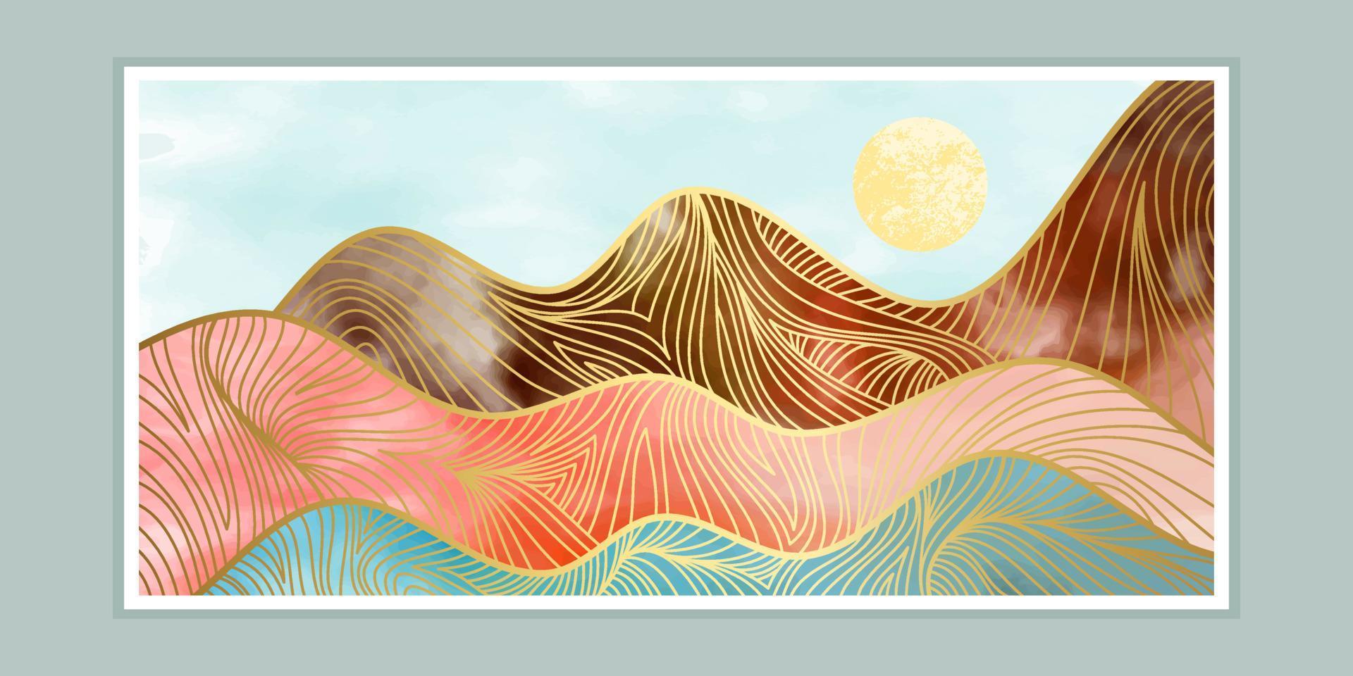 pintura de montaña abstracta, fondo abstracto, vector premium