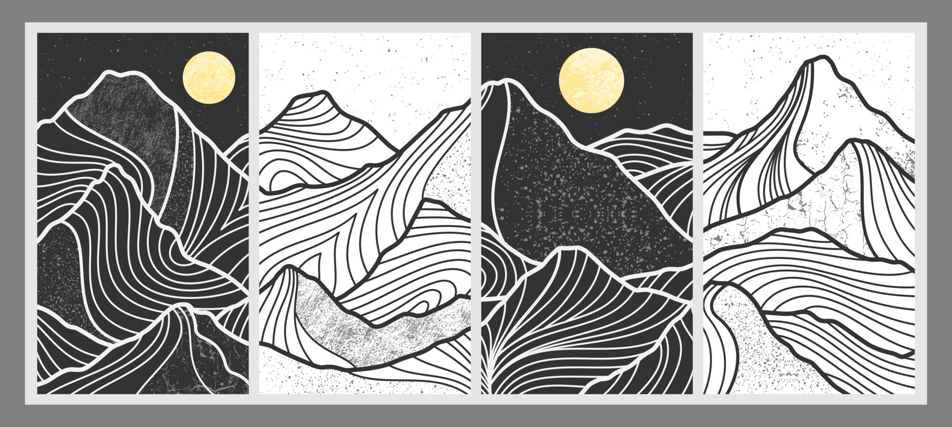 Set of abstract mountain painting. abstract art background. 5133009