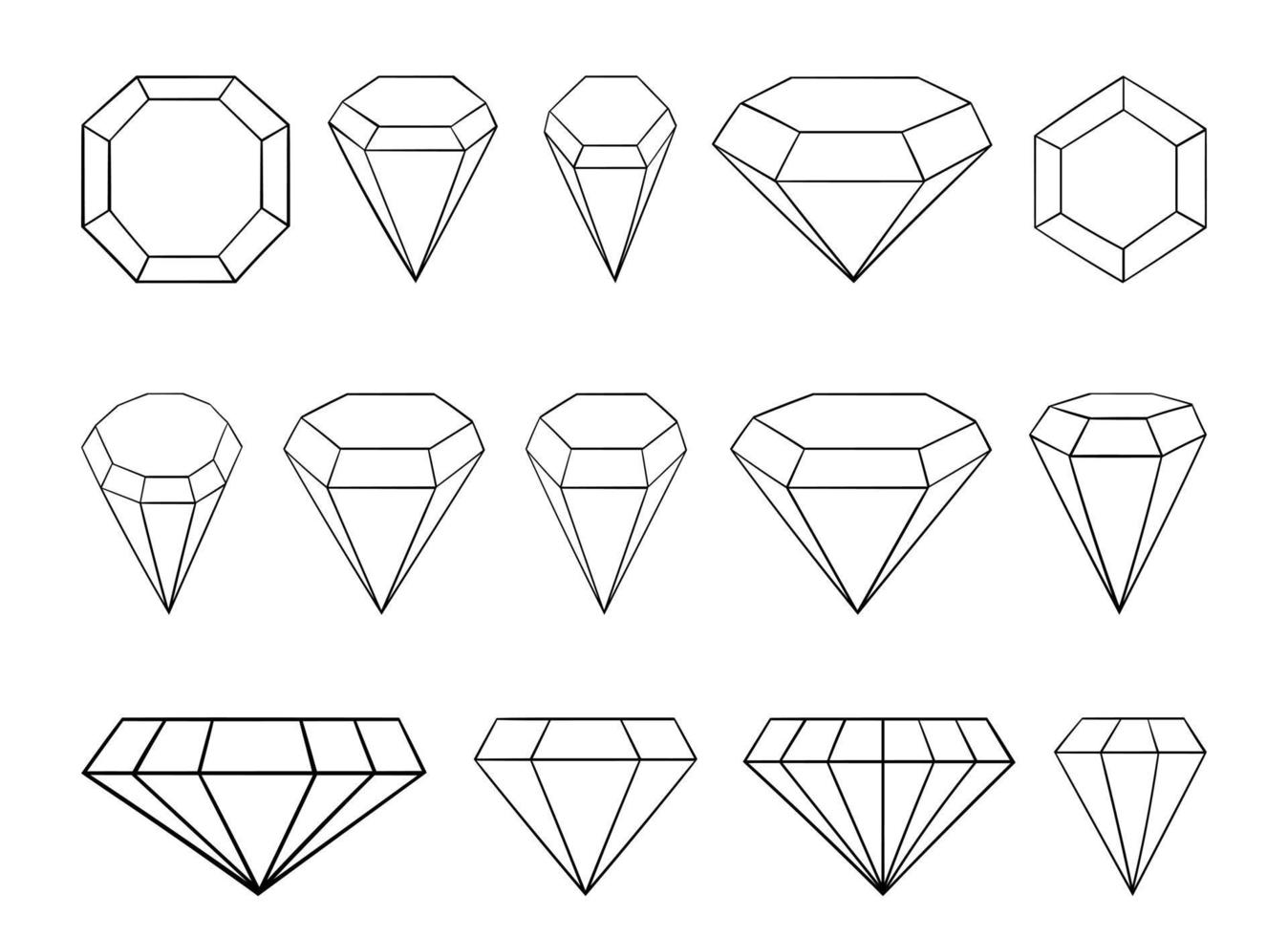 ilustración de diseño de vector de conjunto de diamantes aislado sobre fondo blanco