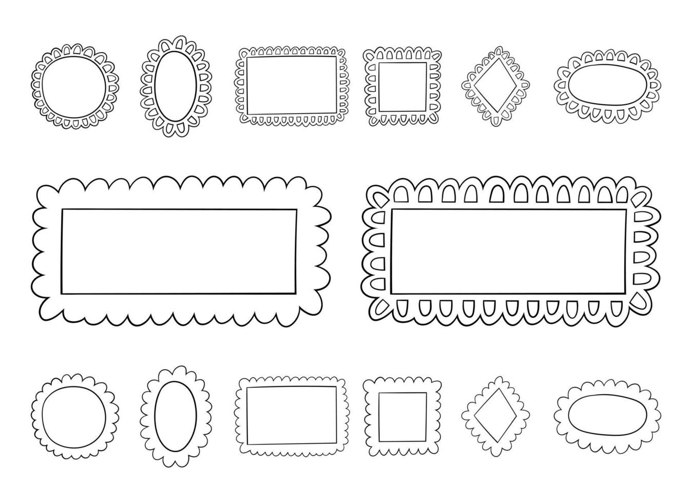 marcos dibujados a mano ilustración de diseño vectorial aislado sobre fondo blanco vector