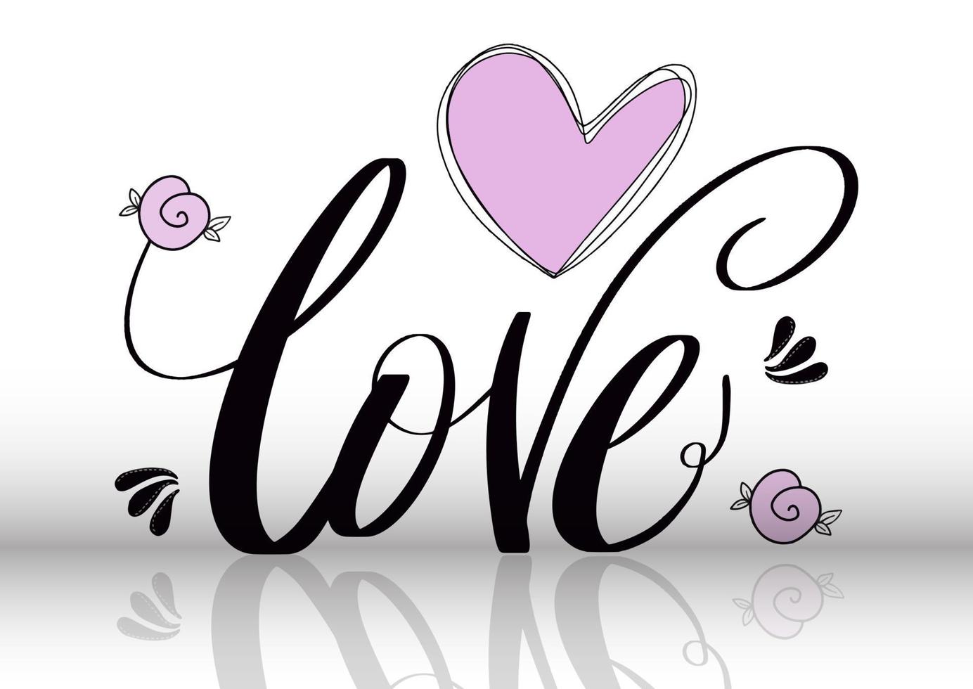 Valentines Day background with hand drawn design and lettering vector