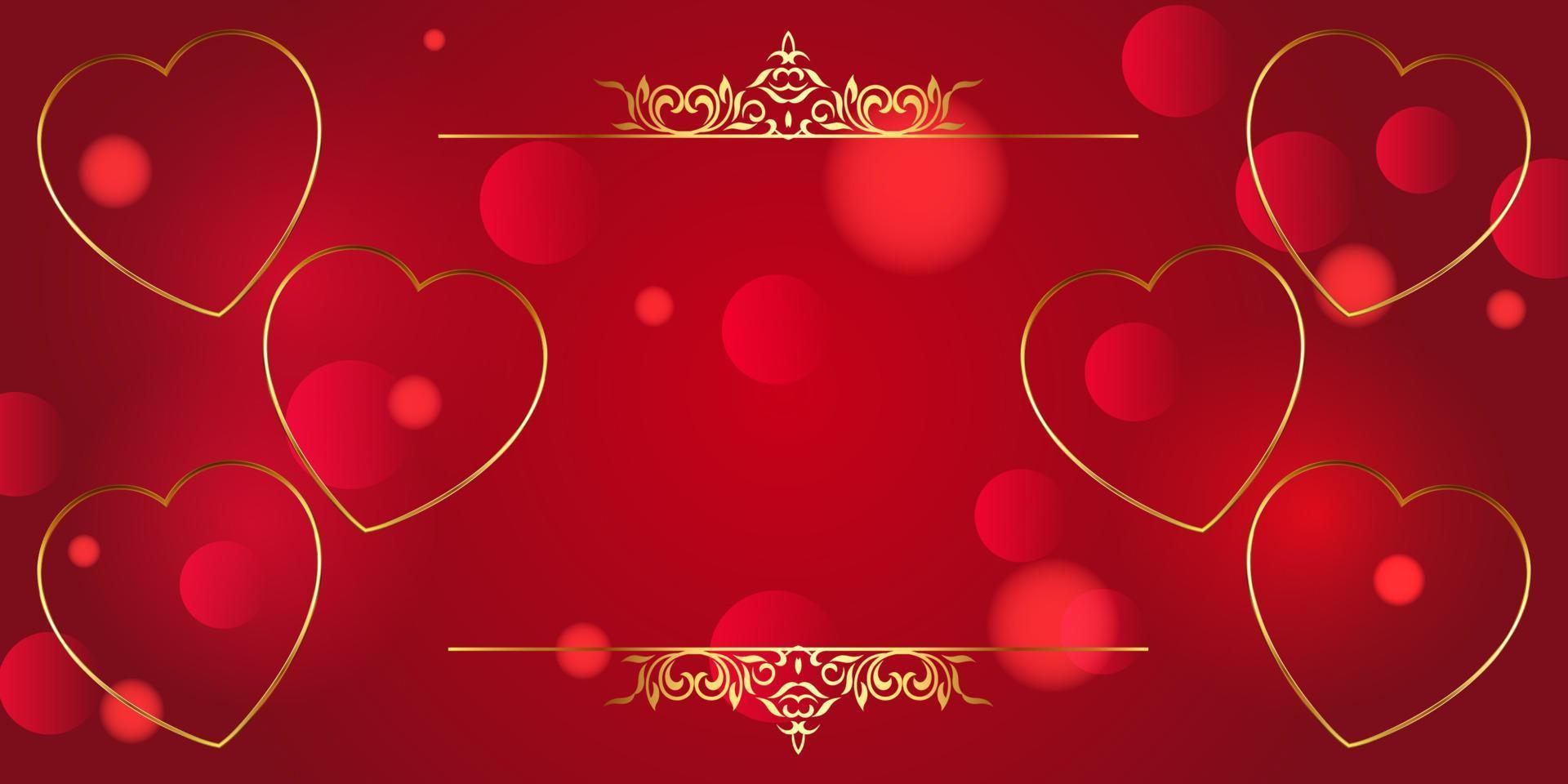 banner rojo y dorado del día de san valentín vector