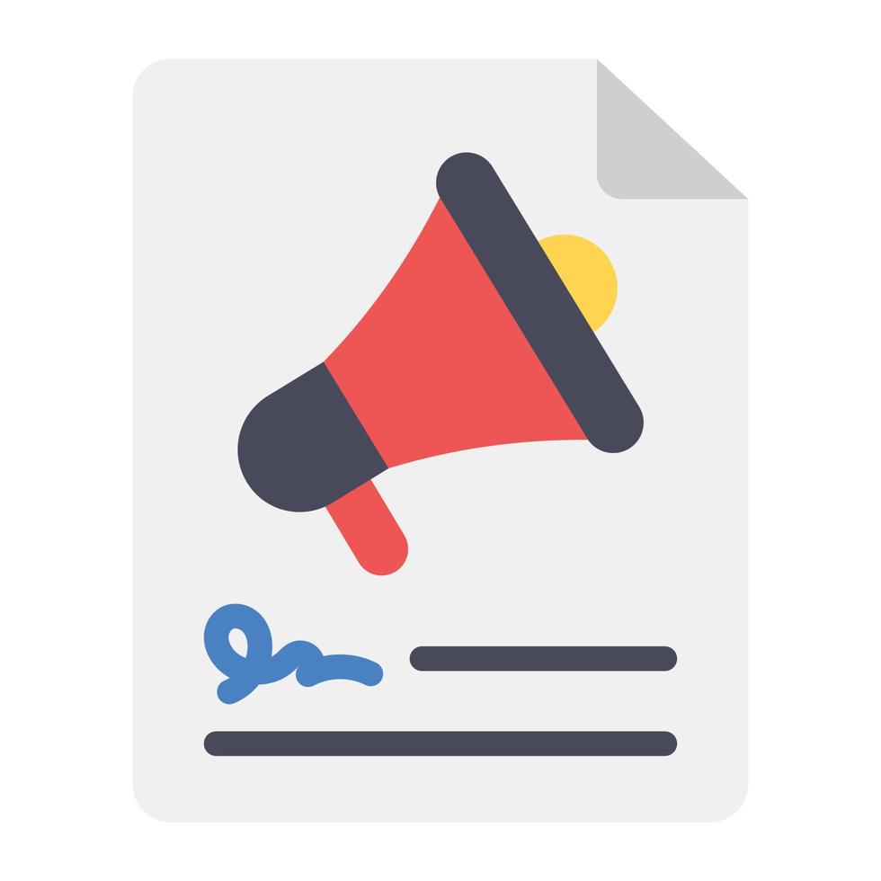 Folded paper with megaphone, concept of content marketing icon vector