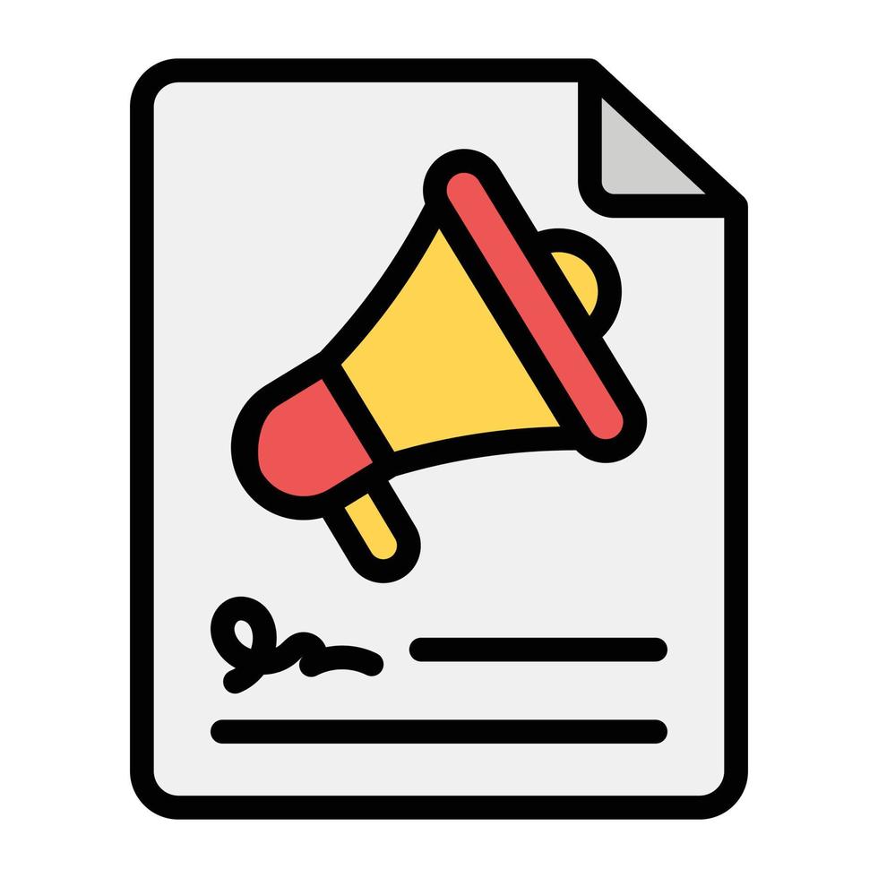 Folded paper with megaphone, concept of content marketing icon vector