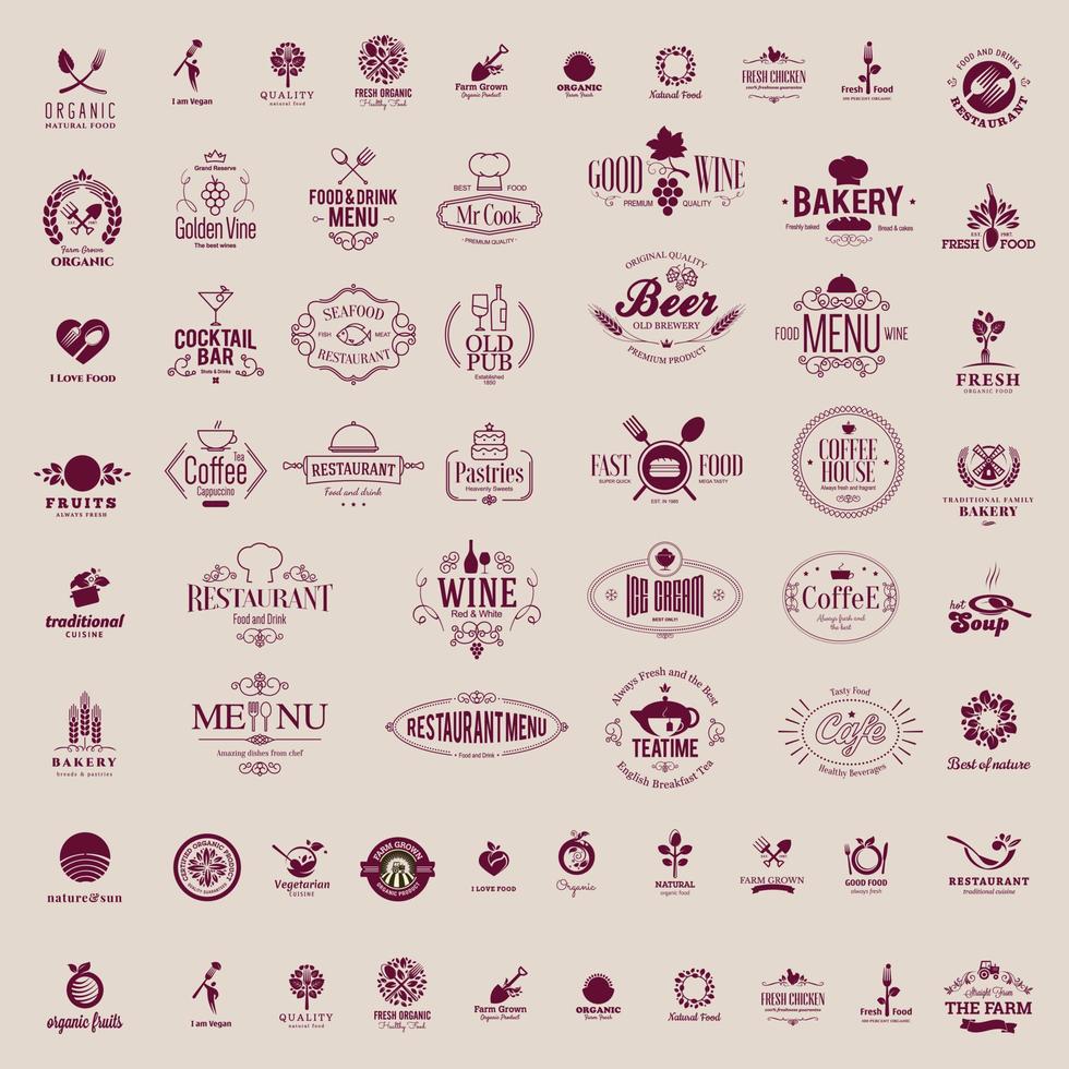 set of business food and drink logo design vector
