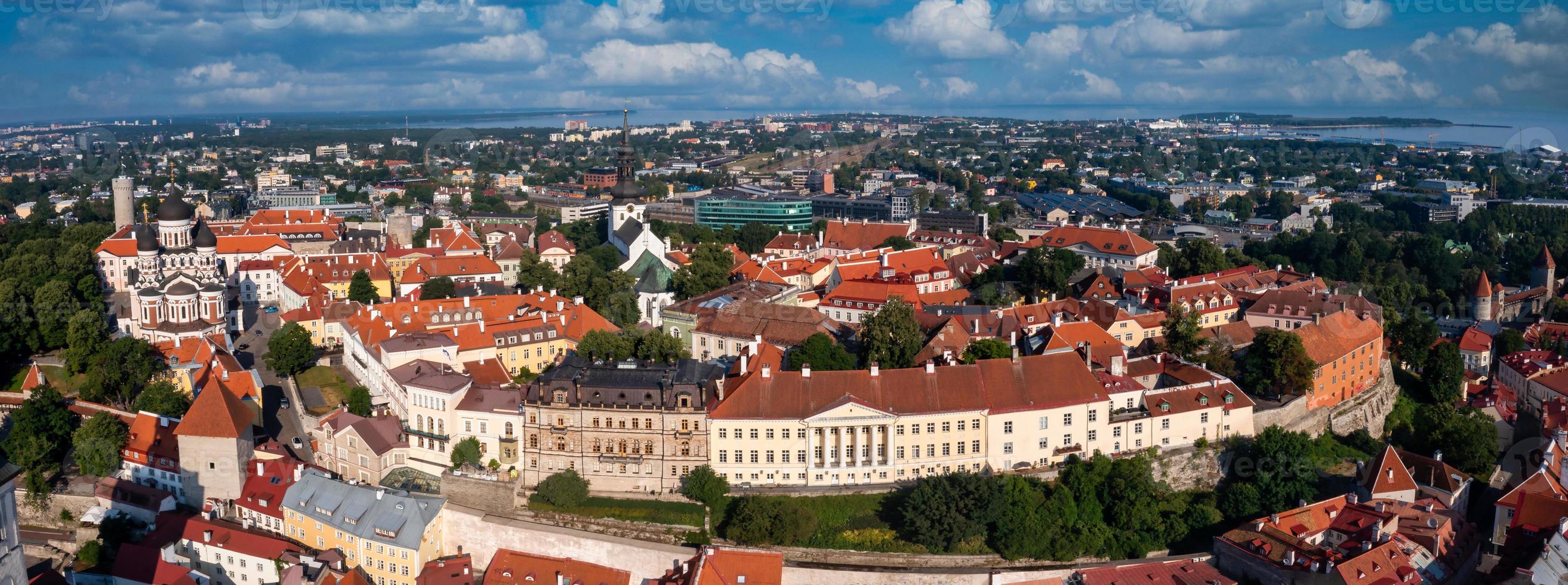 Aerial View of Tallinn Old Town in a beautiful summer day photo