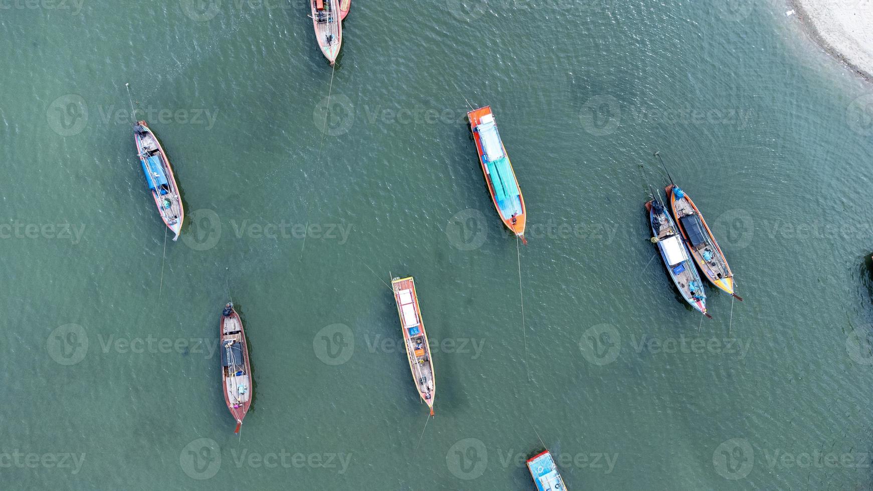 Laem Son National Park Pier in Kapur District, Ranong, Thailand from aerial view by drone. photo