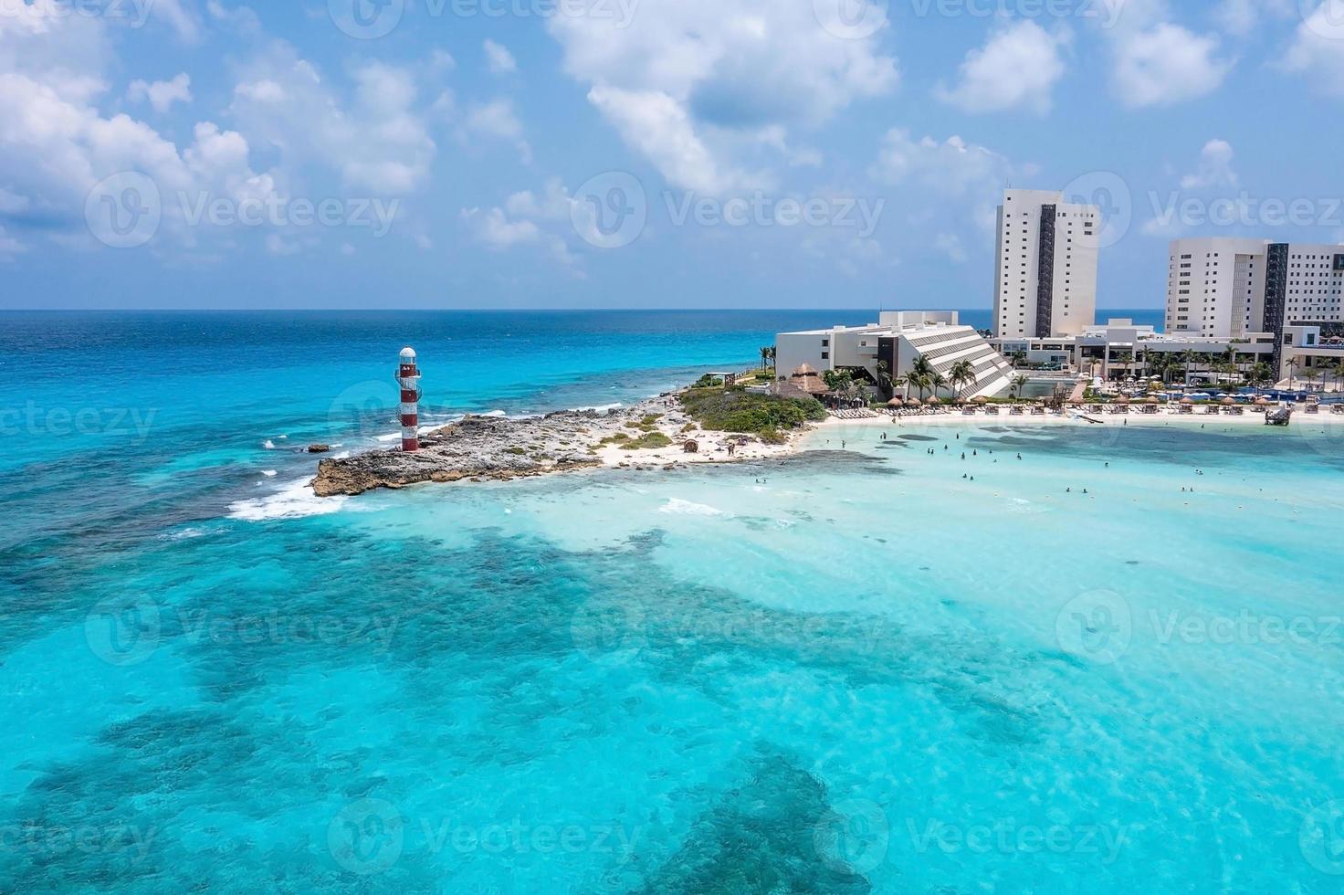 Aerial view of Punta Cancun Lighthouse photo