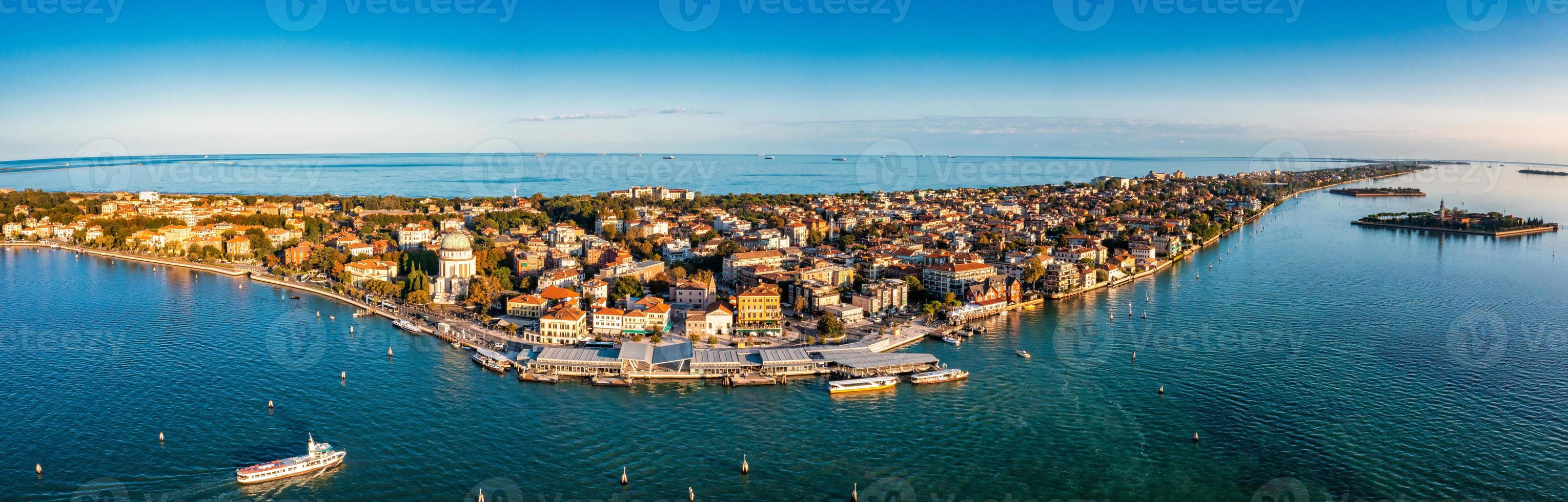 Aerial view of the Lido de Venezia island in Venice, Italy. photo