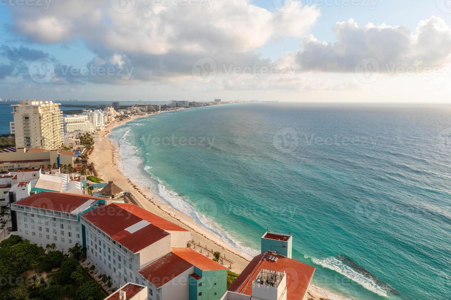 Magical sunrise view overt the Caribbean sea. photo