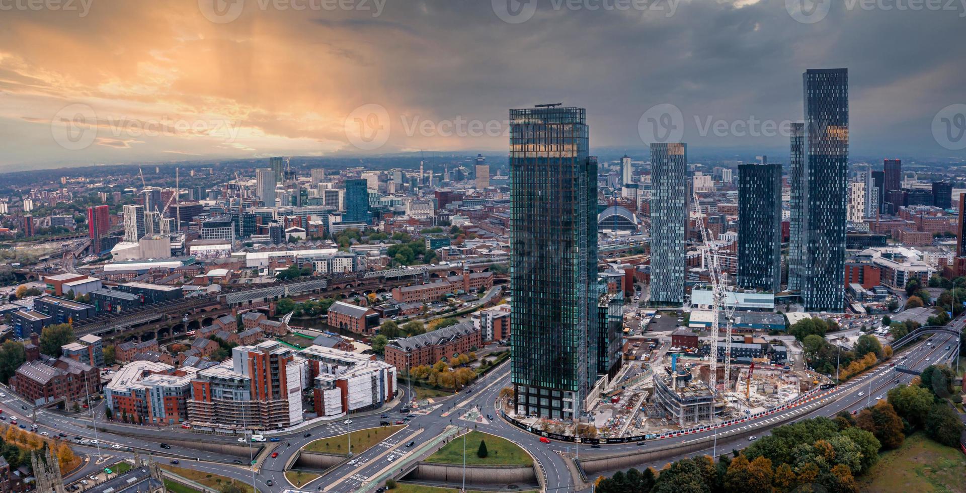 vista aérea de la ciudad de Manchester en el Reino Unido foto