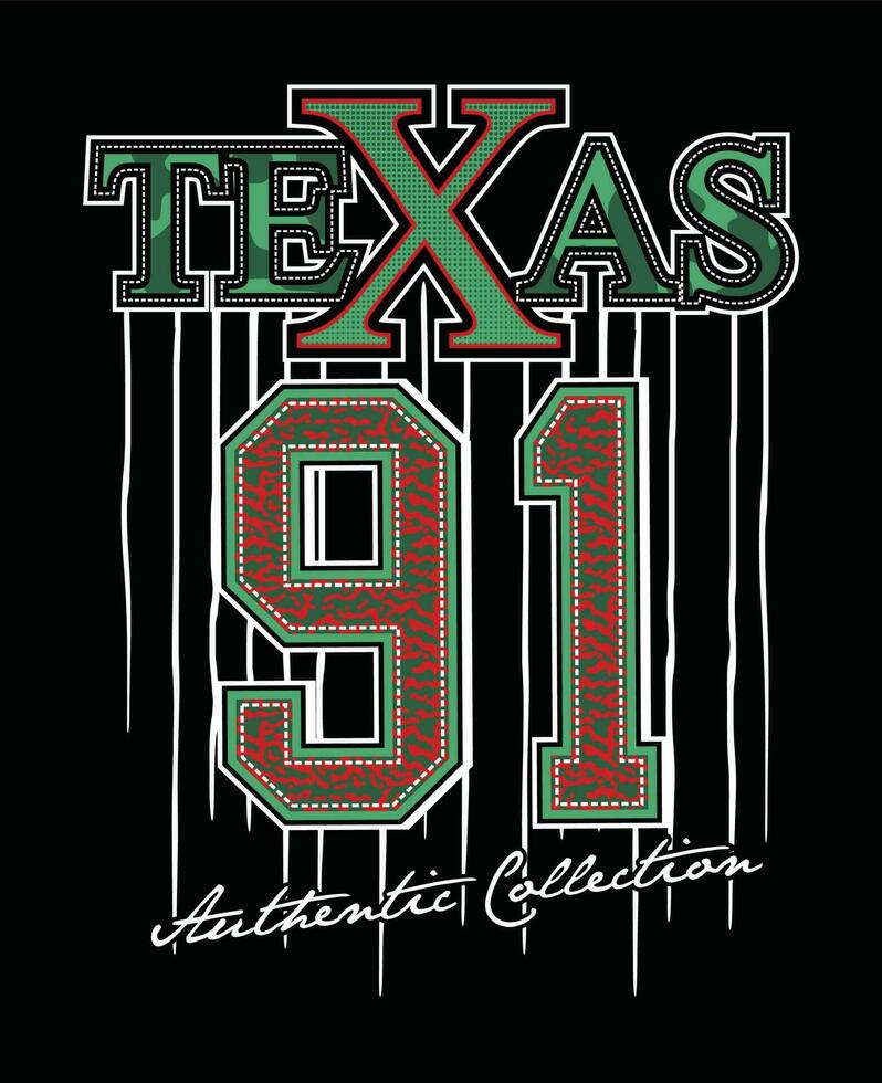 Texas letras manos tipografía diseño gráfico en ilustración vectorial. vector