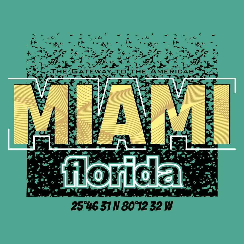 Miami Lettering hands typography graphic design in vector illustration.