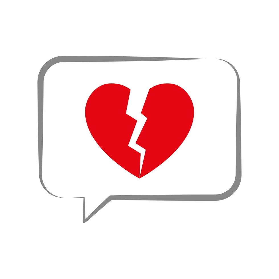 Speech bubble with broken heart. Vector illustration. Flat