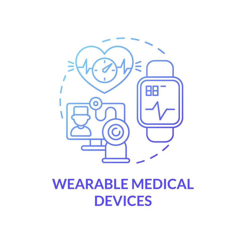 Wearable medical devices blue gradient concept icon. Patient health condition monitoring with digital tools abstract idea thin line illustration. Vector isolated outline color drawing