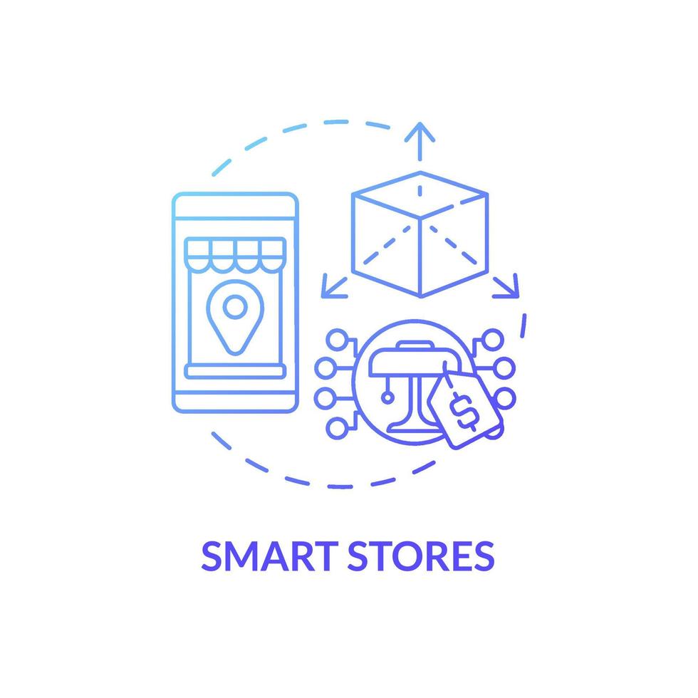 Smart stores blue gradient concept icon. Modern technology of customer service. Online shopping organization abstract idea thin line illustration. Vector isolated outline color drawing